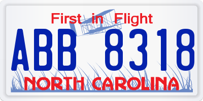 NC license plate ABB8318