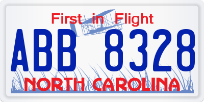 NC license plate ABB8328