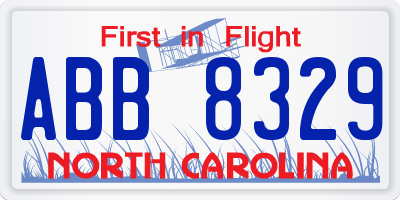 NC license plate ABB8329