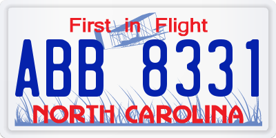 NC license plate ABB8331