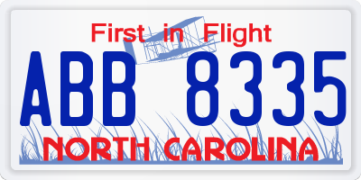 NC license plate ABB8335