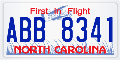 NC license plate ABB8341