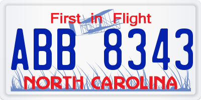 NC license plate ABB8343