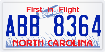 NC license plate ABB8364