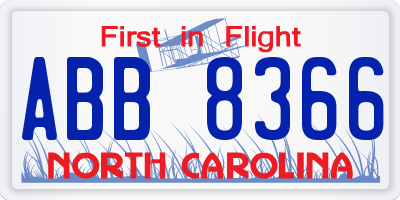 NC license plate ABB8366