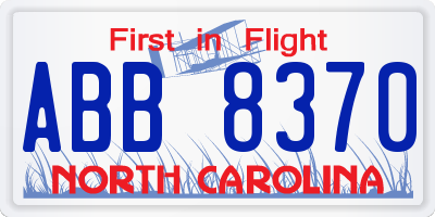 NC license plate ABB8370