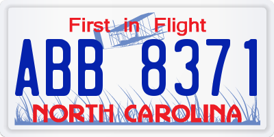 NC license plate ABB8371