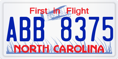 NC license plate ABB8375