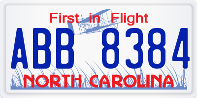 NC license plate ABB8384