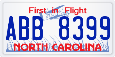 NC license plate ABB8399