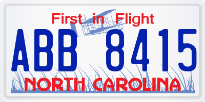 NC license plate ABB8415