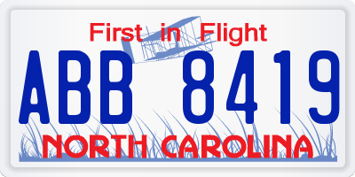 NC license plate ABB8419