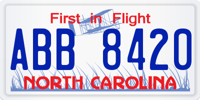 NC license plate ABB8420