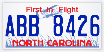NC license plate ABB8426