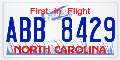 NC license plate ABB8429