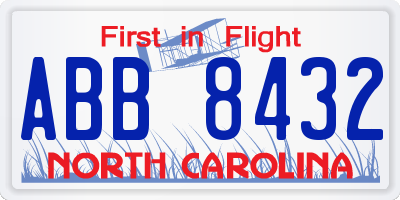 NC license plate ABB8432