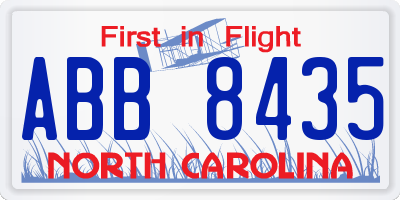 NC license plate ABB8435