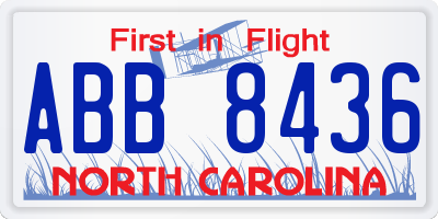 NC license plate ABB8436