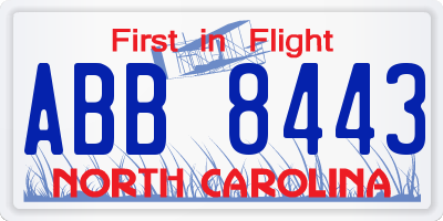 NC license plate ABB8443