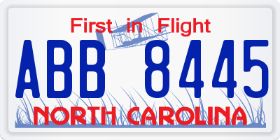 NC license plate ABB8445
