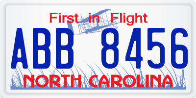 NC license plate ABB8456