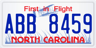 NC license plate ABB8459