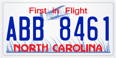 NC license plate ABB8461
