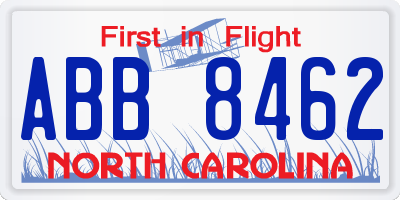 NC license plate ABB8462