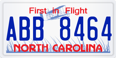 NC license plate ABB8464
