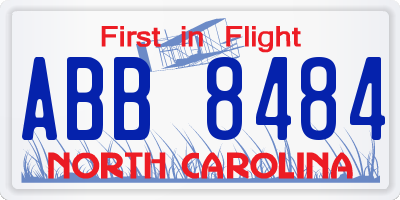 NC license plate ABB8484