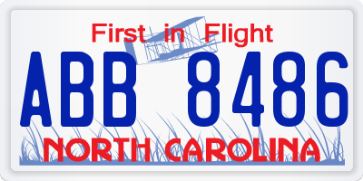 NC license plate ABB8486