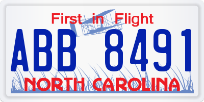 NC license plate ABB8491