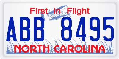 NC license plate ABB8495