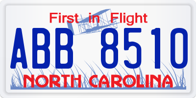 NC license plate ABB8510