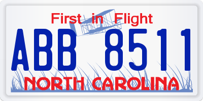 NC license plate ABB8511