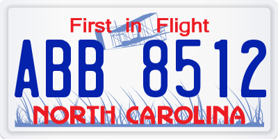 NC license plate ABB8512
