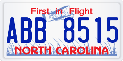 NC license plate ABB8515