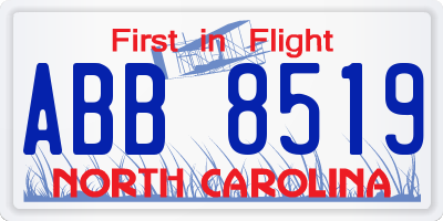 NC license plate ABB8519