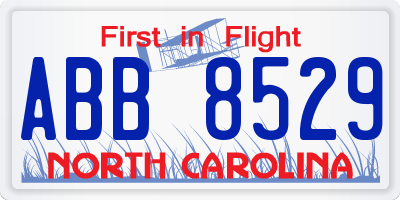 NC license plate ABB8529