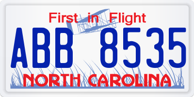 NC license plate ABB8535