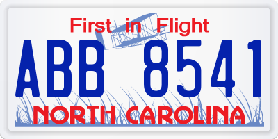 NC license plate ABB8541