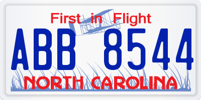 NC license plate ABB8544