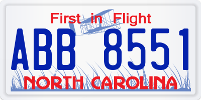 NC license plate ABB8551