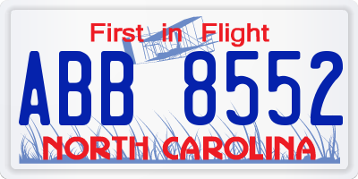 NC license plate ABB8552