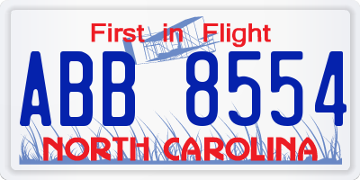 NC license plate ABB8554