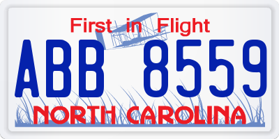 NC license plate ABB8559