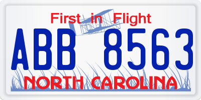 NC license plate ABB8563