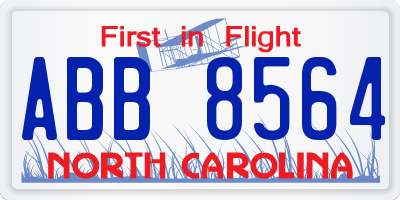NC license plate ABB8564