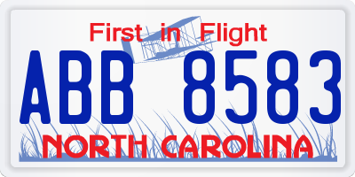 NC license plate ABB8583