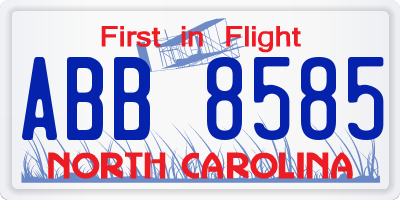 NC license plate ABB8585